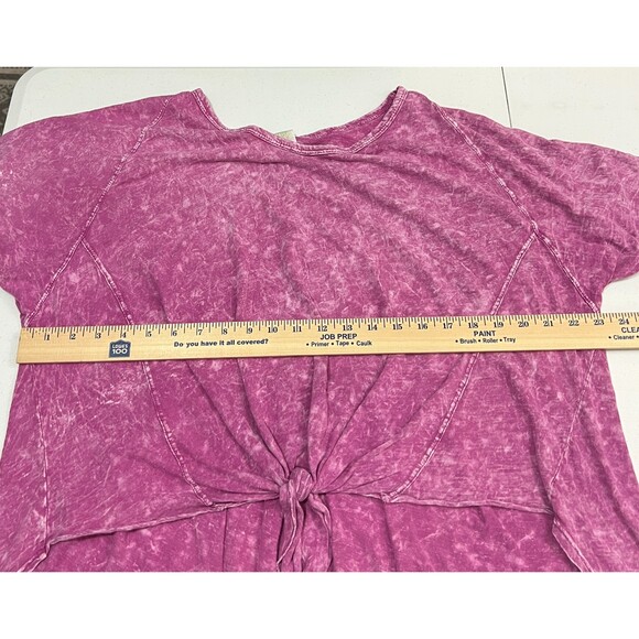 Freeloader Fuschia Pink Purple Mineral Wash Tie Front Hi Lo Top - Women's S - Picture 7 of 9